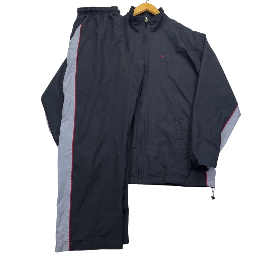 Nike VTG Tracksuit Mens M Black Grey Red Nike 72 Full Zip Jacket and Pants Set
